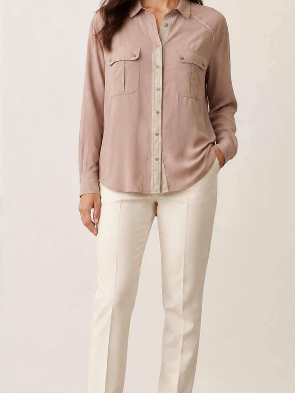 Free People Dusty Rose Button-Front Blouse